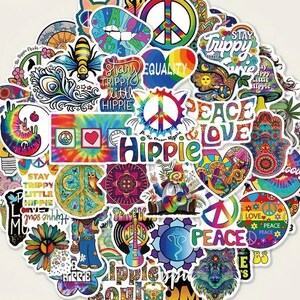 25 zufällige Hippie, Peace  Aufkleber, selbstklebende PVC