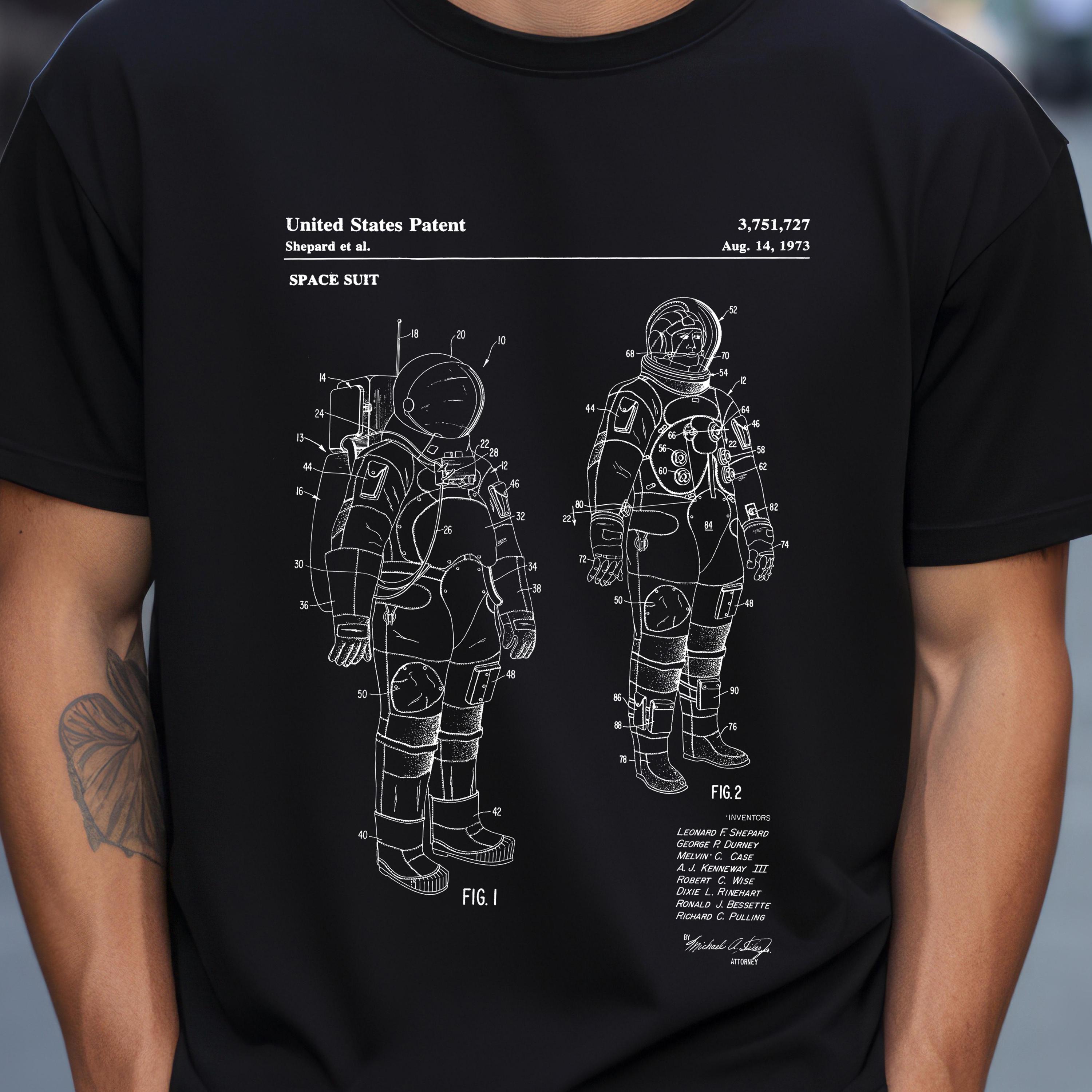 米国特許庁のNASA宇宙服デザイン。宇宙飛行士へのTシャツギフト、宇宙 