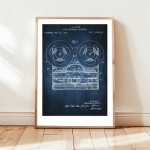 Reel-to-Reel-Tonbandgerät vom US-Patentamt. Poster Geschenk Aufnahme Studio, Musik Liebhaber, Audiophile, Musiker, Retro Design,
