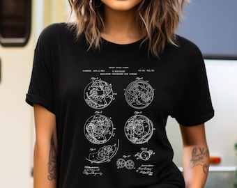 Antique Watch T-Shirt, Repeater Mechanism Patent Drawing | US Cotton | Horologist Gift, Vintage Mechanical Design