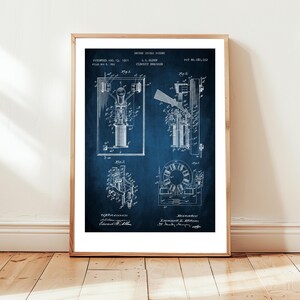 Electrical circuit breaker from 1901 from US Patent Office. Poster gift electrical engineer, electrician, handyman, vintage art, workshop