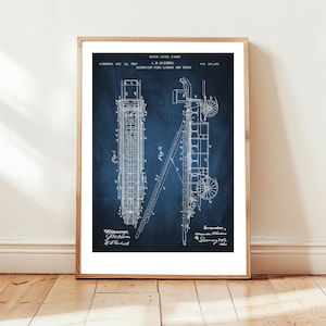 Fire ladder and truck from 1894 from US Patent Office. Poster gift for firefighter, fireman, history vintage, fireman gift, fire truck,