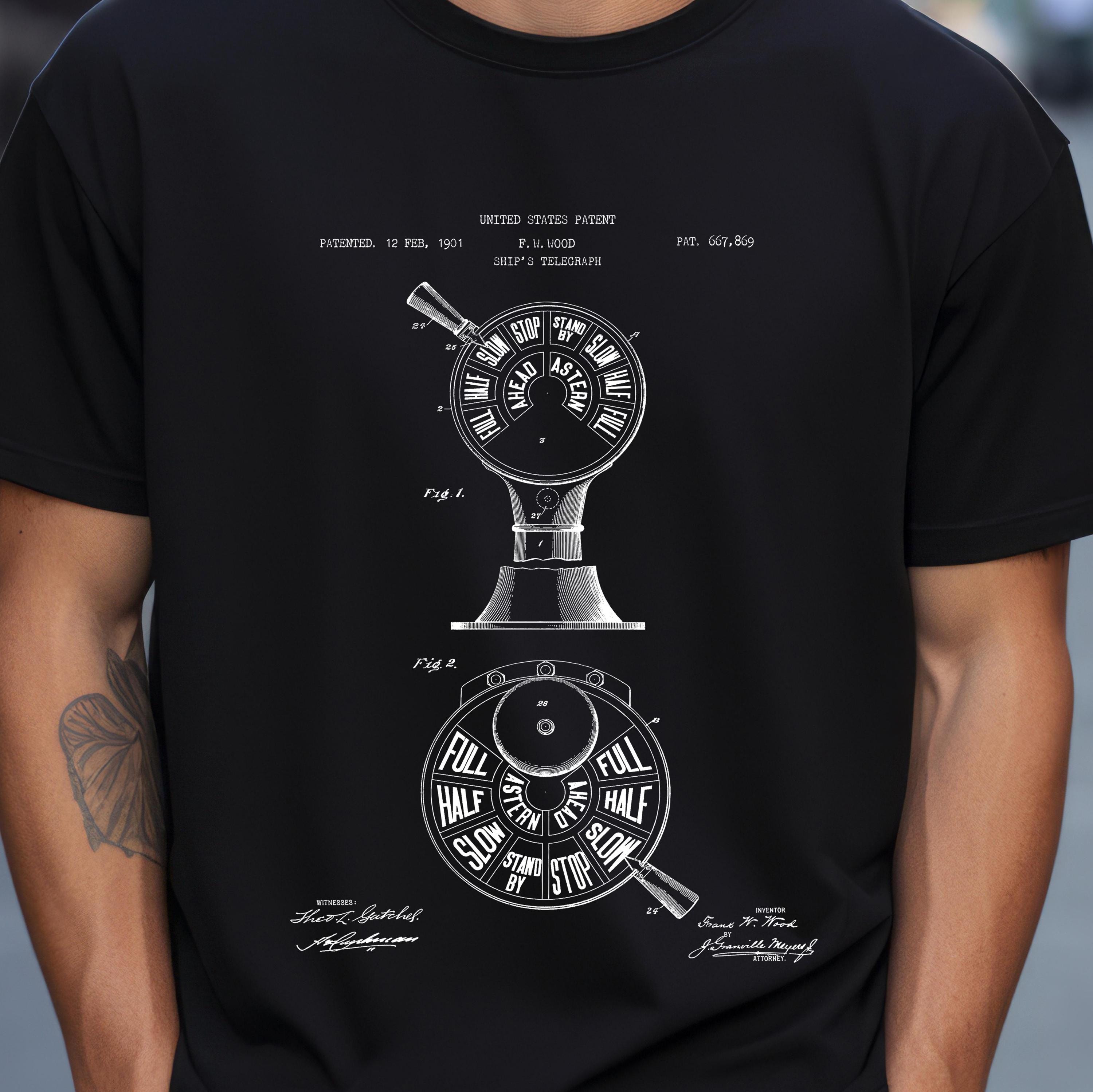 Ships telegraph design from from US Patent Office. T-shirt gift for sailor, sailboat, maritime, merchant navy, ship captain, boat, marine