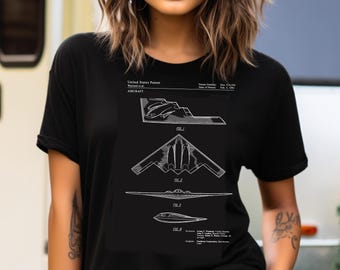 B2 Stealth Bomber, Historic Patent Drawing T-Shirt | 100% US Cotton | Aeronautic Military Apparel