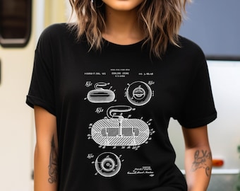 Design Of Curling, Historic Patent Illustration T-Shirt | Made In USA Cotton | Winter Sports Gift For Him