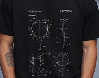 Modern padel racket design from US Patent Office. Tshirt gift for padel player, racquet sports, padel team
