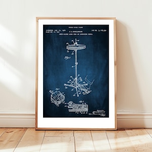 Zimbeln Hi-Hat Design vom US Patent Office. Poster Geschenk Schlagzeuger, Drum-Set, Percussion, Becken, Musikliebhaber, Musikinstrument, Band,