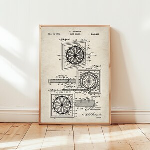 FREE US Postage. Dart board design by Widmeier from US Patent Office. Perfect gift for darts player, pub game, darts wall art, darts gift