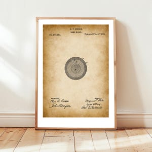Antique baseball ball design from 1883 from US Patent Office. Poster gift for baseball, ball game, sport, base ball , baseball ball