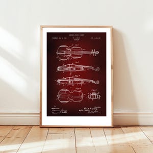 Violin design from 1921 from US Patent Office. Poster gift for Violin player, violinist, orchestra, music lover , musical instrument,