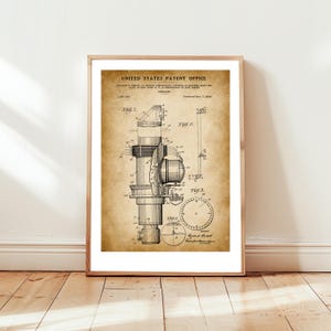 Diseño de periscopio de 1920 de la Oficina de Patentes de EE. UU. Póster de regalo para la marina, marinero, submarinista, submarino, historia naval y buque de guerra.