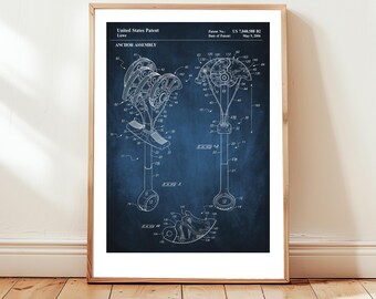 Anchor assembly for rock climbing from US Patent Office. Poster gift for rock climber, mountaineer, mountaineering, climbing, outdoor sport