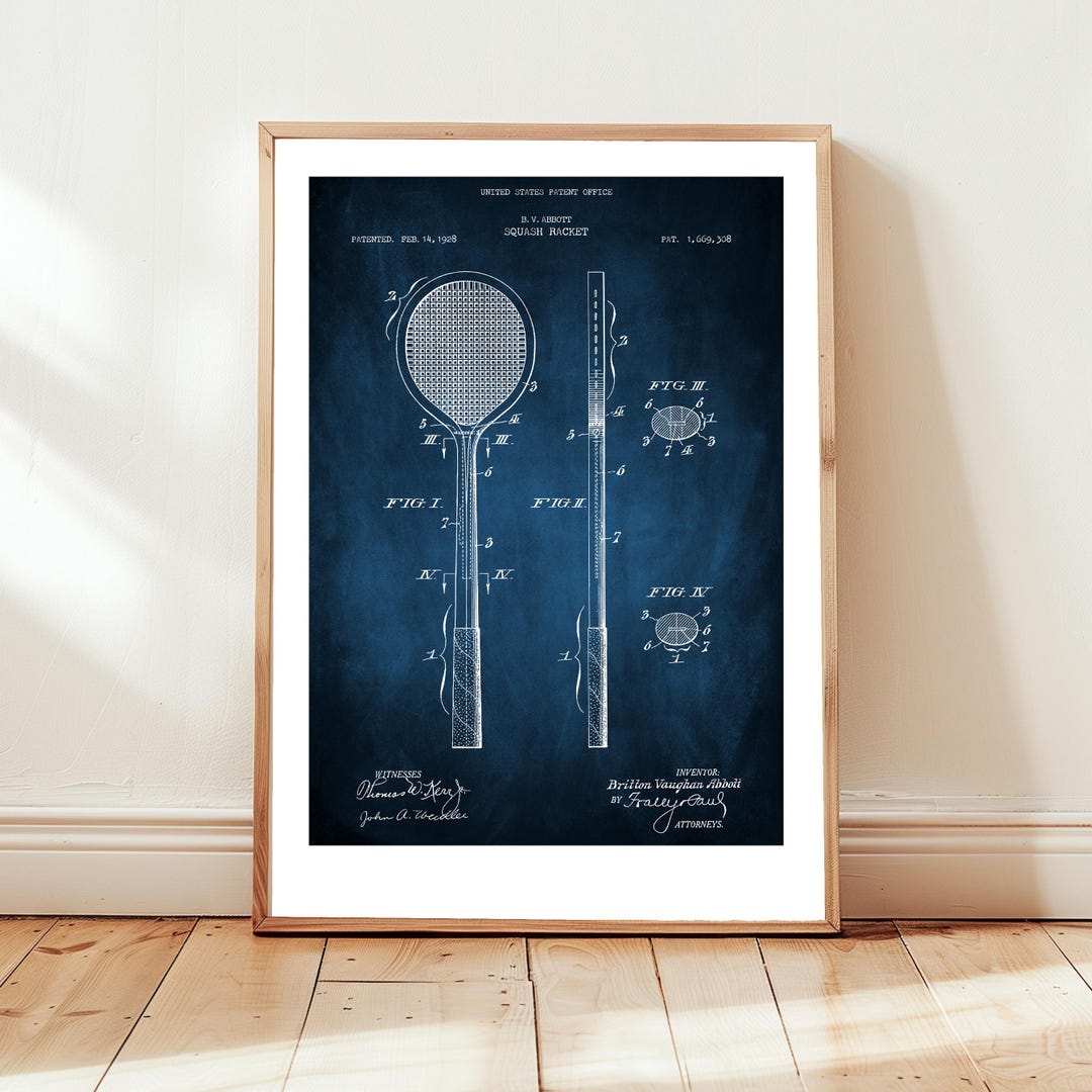 Squash Racket Design Pattern Vintage Design of a Squash Racquet From 1928 From US Patent Office ...