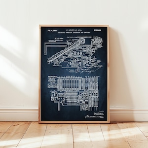 ENIAC first programmable computer from 1964 from US Patent Office. Poster gift IT, computer engineer, programmer, software, tech geek,