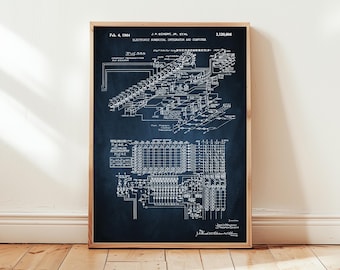 ENIAC:s första programmerbara dator från 1964 från US Patent Office. Affischgåva IT, dataingenjör, programmerare, mjukvara, tekniknörd.