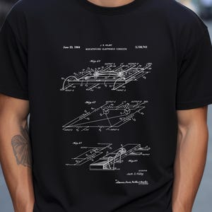 Design de microchip de 1950 do US Patent Office. Camiseta presente engenheiro eletrônico, computador, computação, arte tecnológica, ciência tecnológica,