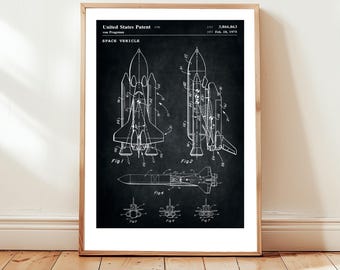 Diseño del transbordador espacial de la NASA de 1975 de la Oficina de Patentes de EE. UU. Póster de regalo, transbordador espacial de la NASA, exploración espacial, ingeniero aeroespacial,