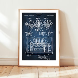 Design of polygraph lie detector machine from US Patent Office. Poster gift for law enforcement, private eye, FBI, detective, police
