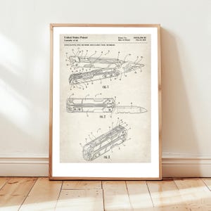 Well known multitool design from US Patent Office. Poster gift for DIY handyman, husband, garage workshop, mechanic, camping, outdoorsman