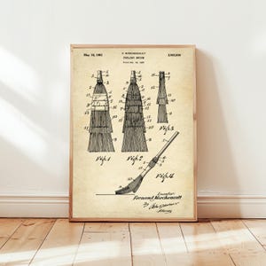 Design of a curling broom from US Patent Office. Poster gift for curler, curling player, winter sports, curling wall art