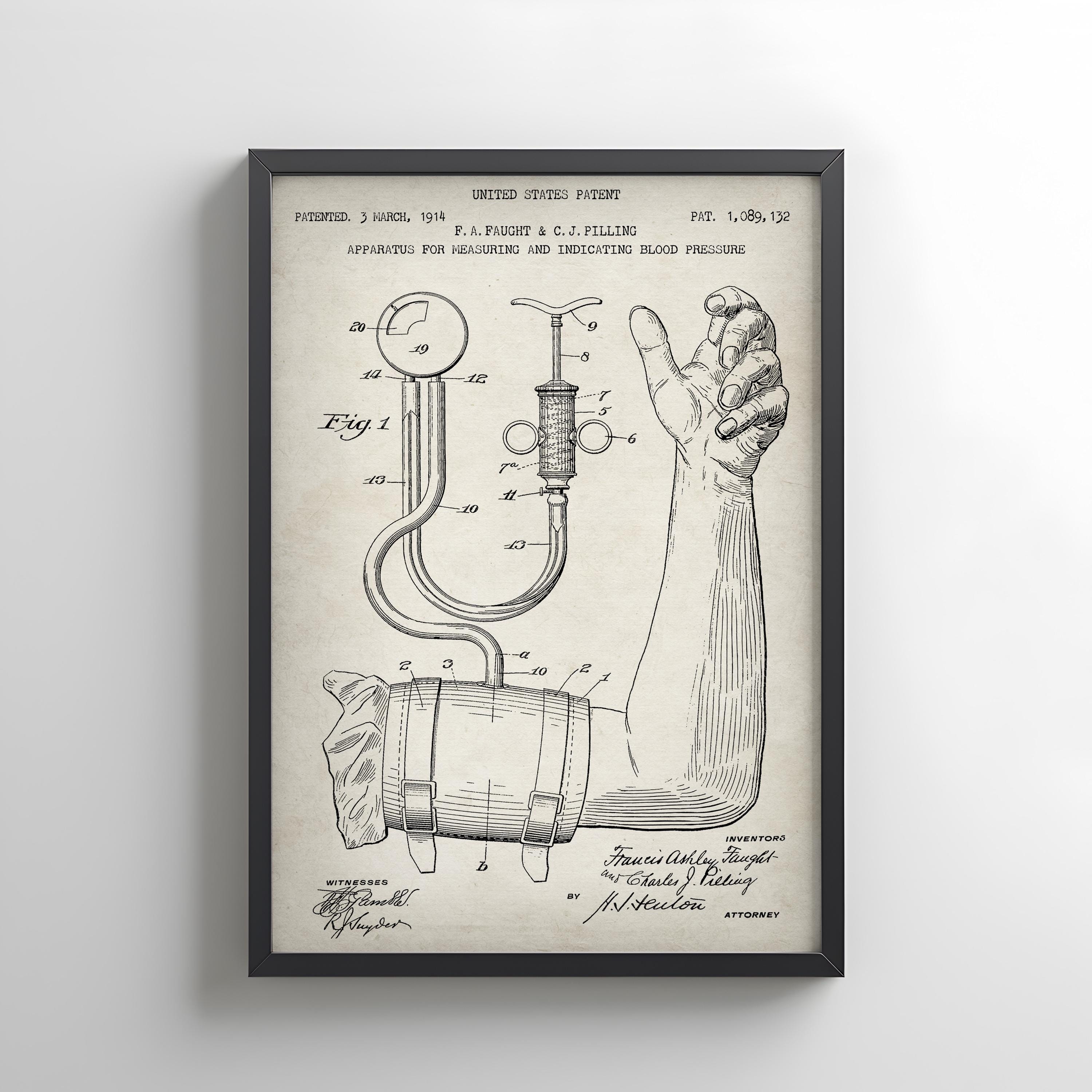 Blood Pressure Measuring Instrument From 1914 From US Patent Office ...
