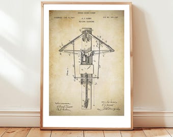 Vintage rowing machine design from US Patent Office. Poster gift rower, rowing scull decor,  rowing wall art, rowing  print,