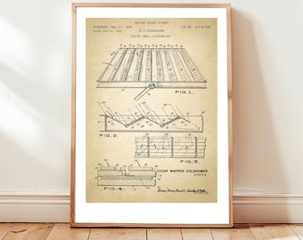 Design of solar cell panels from US Patent Office. Poster gift , solar power, renewables, sustainable, photovoltaic, engineer,solar panel