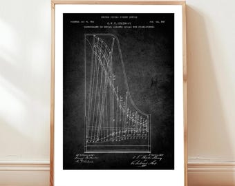 From 1872 Patent Poster, Antique Steinway Piano Print - Music Room Wall Art | Fine Art Paper | Multiple Sizes, Musician Gift