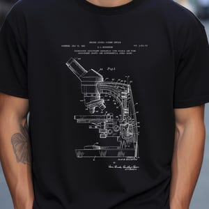 Design of microscope from the US Patent Office. T-shirt gift for a scientist, biology, scientific, medical , chemistry, laboratory,