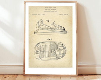 Amusement park funfair bumper car design from 1982 from  US Patent Office. Poster gift, funfair bumper car, amusement park, theme park ride