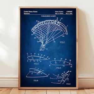 Paragliding canopy, Patent Poster - Technical Schematic | Fine Art Paper, A4-A1 Sizes, Museum-Style Print