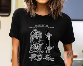 Vintage Band Saw T-Shirt, 1871 Patent Office Art - Made In USA Cotton Tee - Gift For Carpenter, Woodworker, Handyman