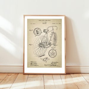 FREE US post. Design of a vintage bicycle by Hentz from US Patent Office. Perfect gift for cyclist, cycling, sport, vintage bike