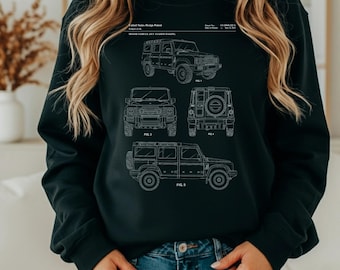 INEOS Grenadier, Rugged Off-Road Crewneck | Medium-Heavy 50/50 Cotton-Poly | 4x4 Truck Patent Art