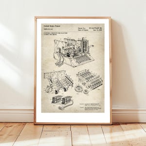 Military encryption cipher machine SIGABA from 1940's from US Patent Office. Poster gift for cypher cipher,  wwII military historian