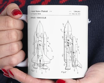 Space shuttle design from the US Patent Office. Perfect  mug gift for any space science lover, NASA engineer scientist, astronaut,