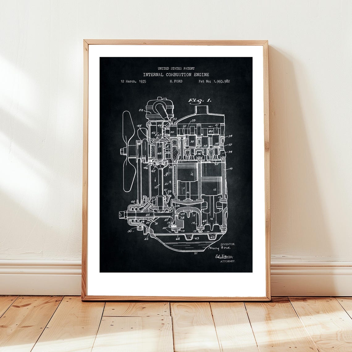 Internal Combustion Engine by Henry Ford From US Patent Office. Poster ...