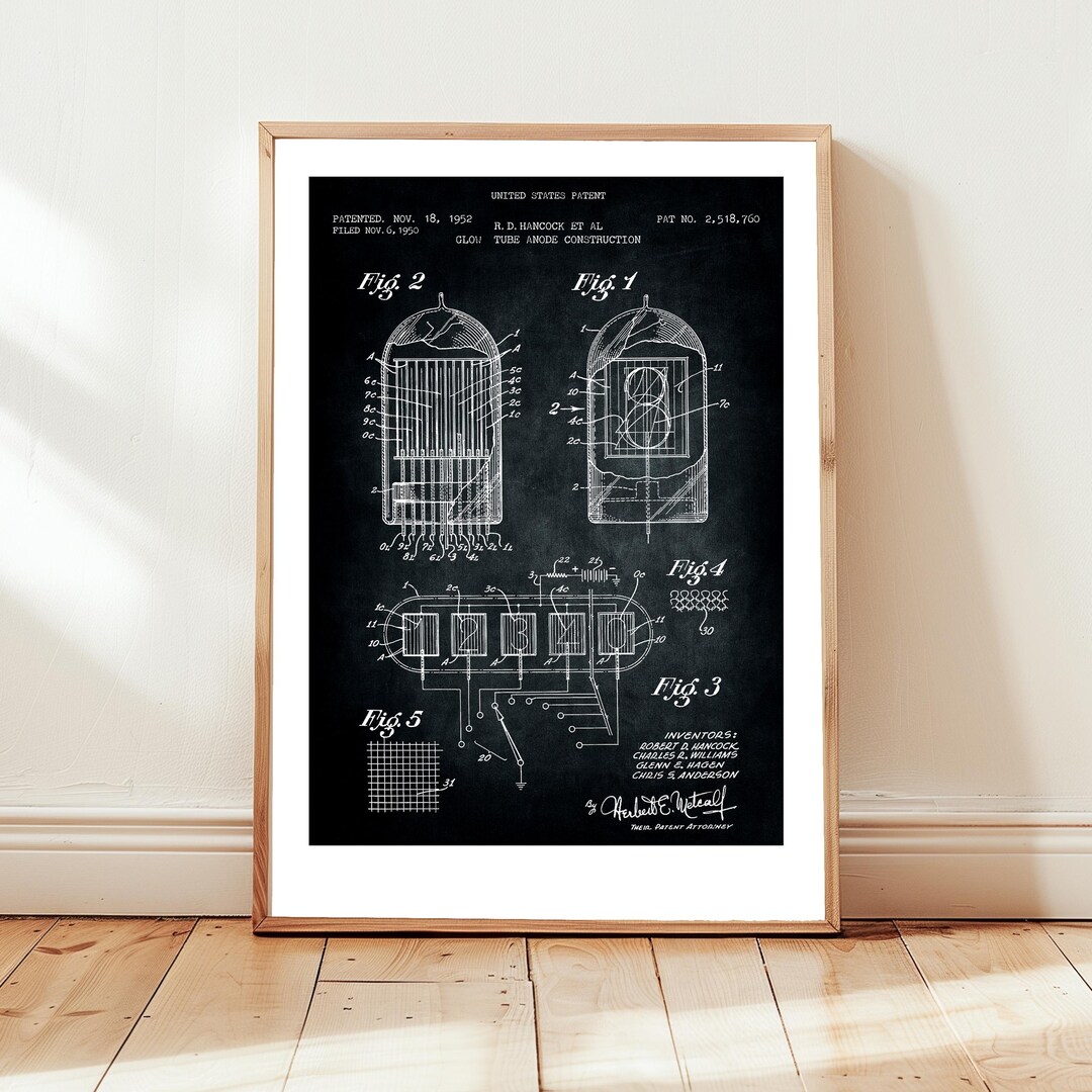 Nixie Cathode Display Tube Design From US Patent Office. Poster Gift ...
