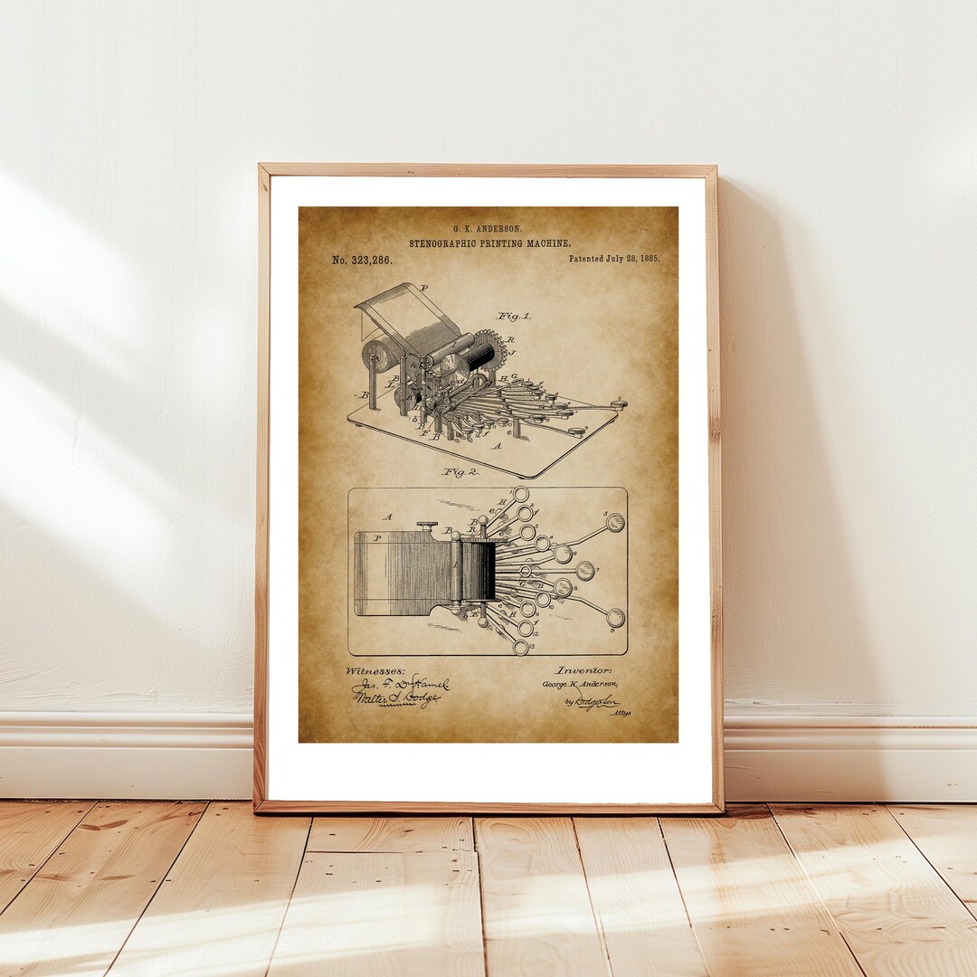 Stenography Machine From 1885 From US Patent Office. Poster Gift ...