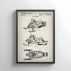 a drawing of a snowmobile and a snowmobile