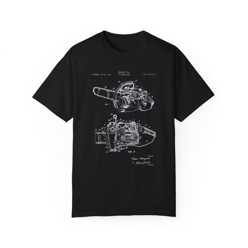 Conception d'une tronçonneuse de l'Office des brevets des États-Unis. Cadeau t-shirt pour bûcheron, bûcheron, garage, bricolage, bricoleur, bûcheron, cadeau d'outil pour tronçonneuse image 4