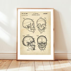 Anatomical device design from US Patent Office. Poster gift human anatomy doctor, medical student, physician, anatomical, medicine,