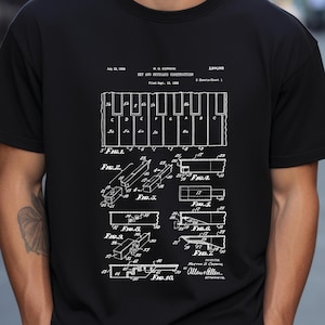 Piano keys keyboard layout from US Patent Office. T-shirt gift orchestra, music lover , musical instrument, piano player, pianist, keyboards