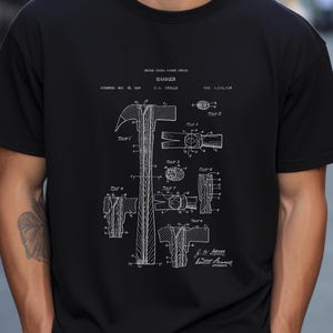 Design of vintage hammer by Stolle from the US Patent Office. T-shirt gift for DIY, handyman, mechanic, carpenter, builder