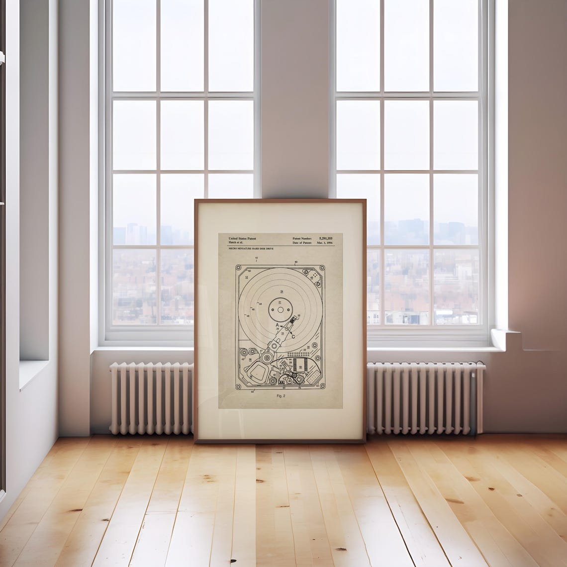 Computer Hard Disk Drive Design From US Patent Office. Poster Gift IT ...