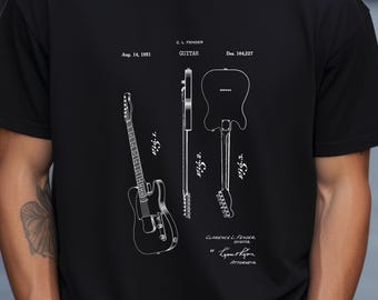 Telecaster Gitarrendesign vom US Patentamt ein perfektes T-Shirt Geschenk für Musiker, Gitarristen, Gitarristen, Musikinstrument,