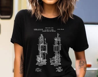 Elevator Brake Design By Otis T-Shirt | 1906 Patent Drawing | USA Cotton Apparel | Architect Gift
