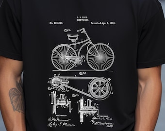 Antique bicycle design from 1890 from US Patent Office. T-shirt gift for bicycle rider, bike rider, cycling, cyclist, history,