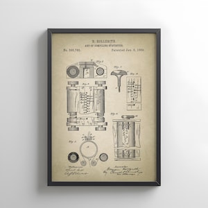 FREE US postage. Original computer design by  Hollerith from 1889 from the Patent Office. Poster gift computer engineer, computing history,