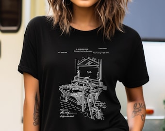 Antique Table Saw Design From 1878 - US Patent Office T-Shirt, Workshop Gift For Carpenter - Made In USA Cotton Apparel